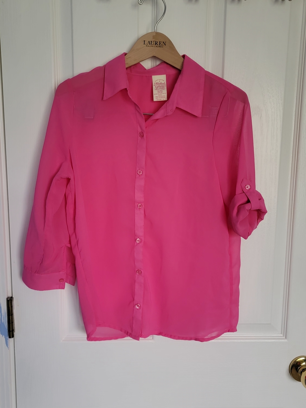 Faded Glory Hot Pink Button-Up Shirt